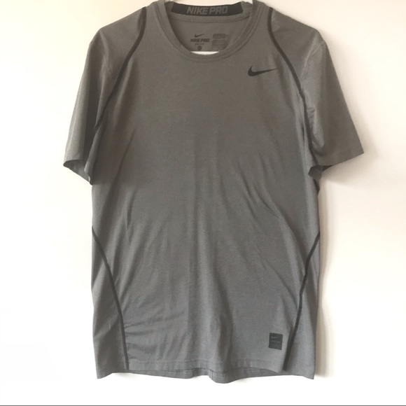 Nike Pro Fitted Short Sleeve Shirt Grey Heather - Picture 2 of 6